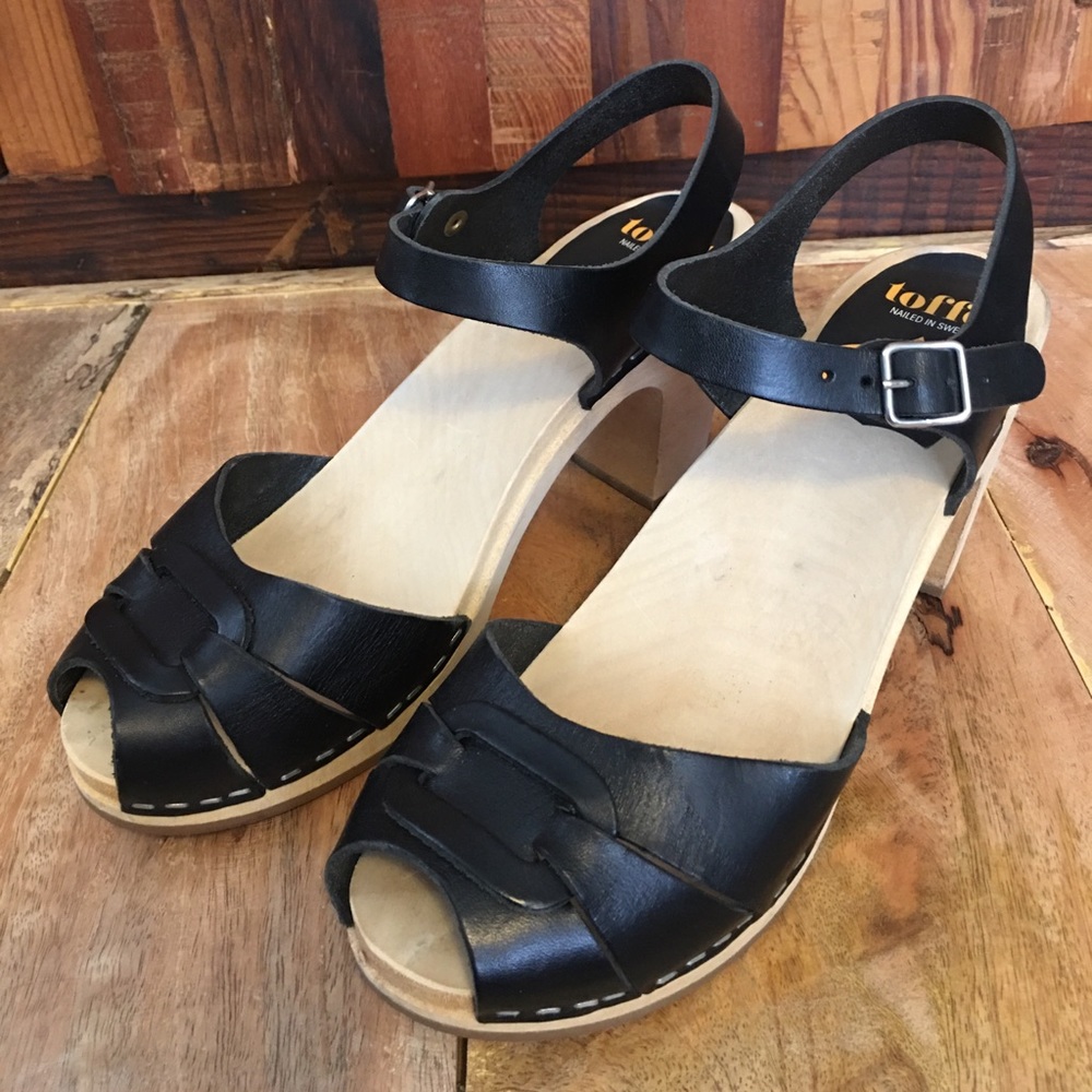 Swedish Hasbeens Wooden Clog Sandals